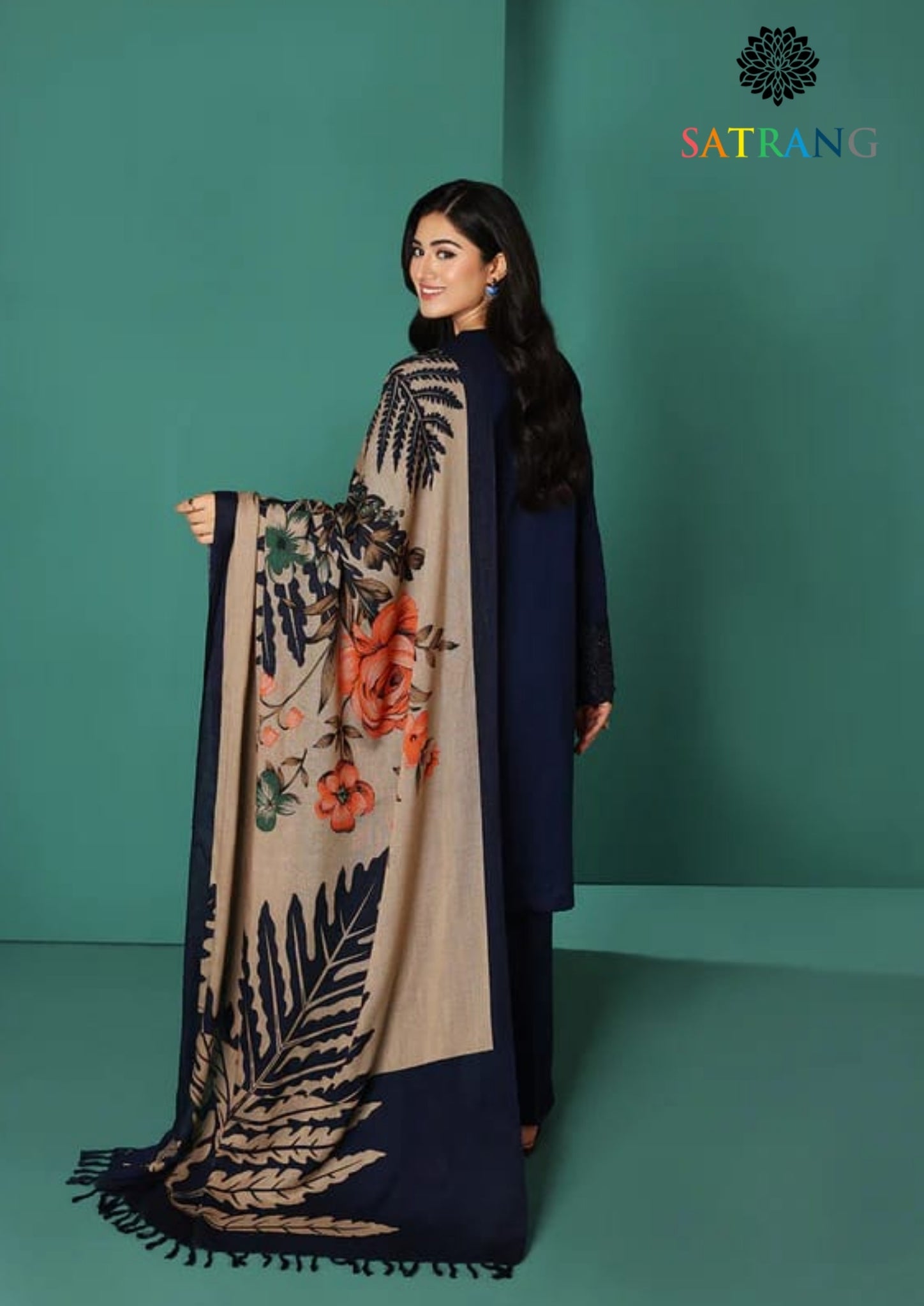 Winter Unstitched 3PCs Embroidered Dhanak Dress With Digital Printed Karandi Shawl SR-610