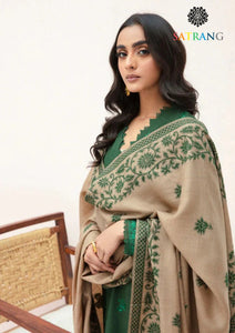 Winter Unstitched 3PCs Embroidered Dhanak Dress With Digital Printed Karandi Shawl SR-614