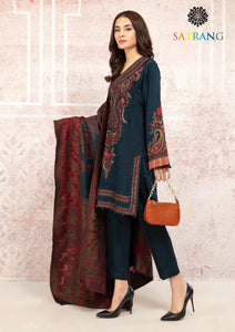 Winter Unstitched 3PCs Embroidered Khaddar Dress With Digital Printed Karandi Shawl SR-616