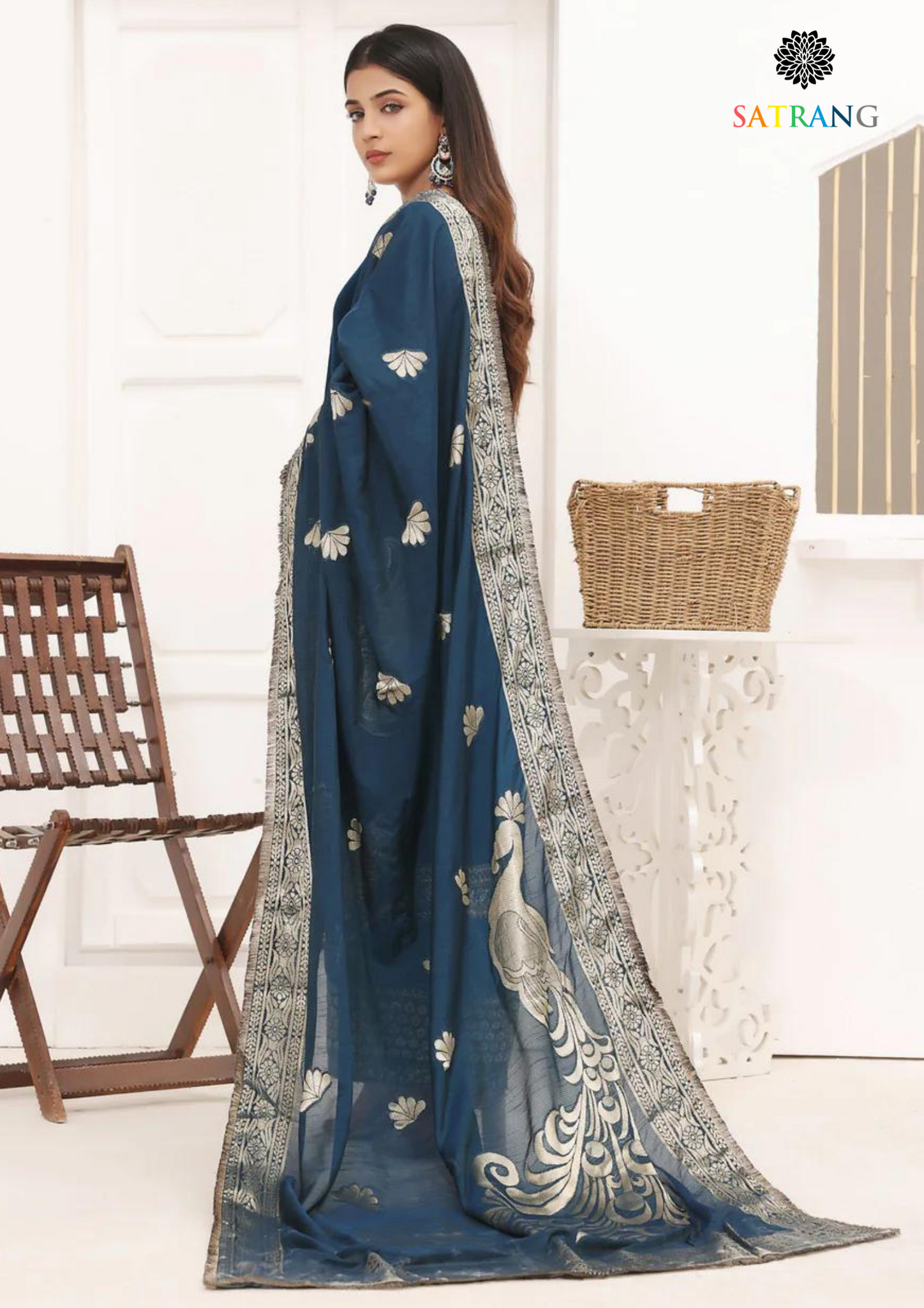 Winter Unstitched 3PCs Embroidered Velvet Dress With Printed Organza Brosha Dupatta SR-569