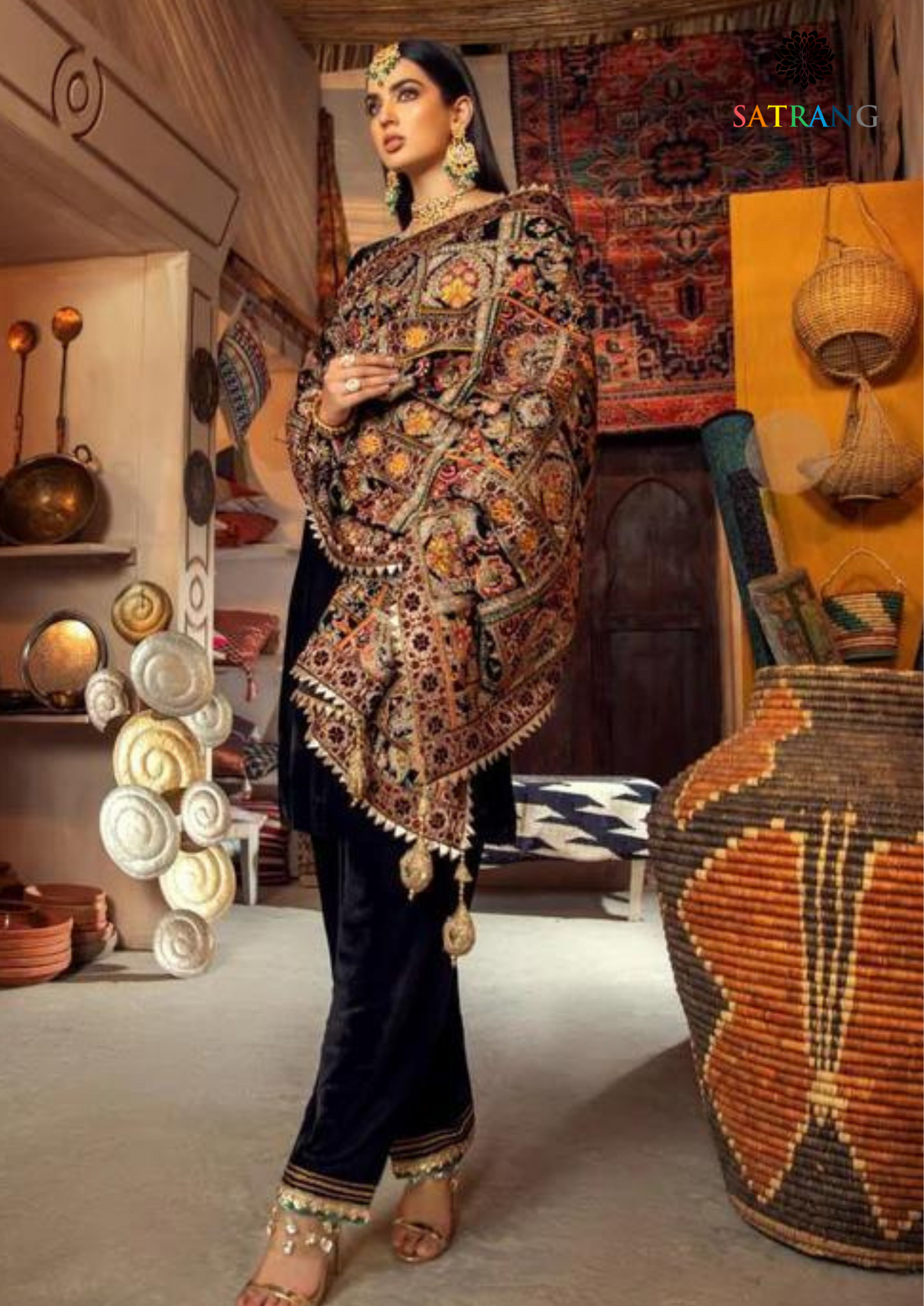 Winter Unstitched 3PCs Embroidered Dress With Karandi Shawl SR-566