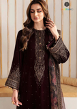Winter Unstitched 3PCs Velvet Embroidered Dress With Embroidered Organza Dupatta SR-753