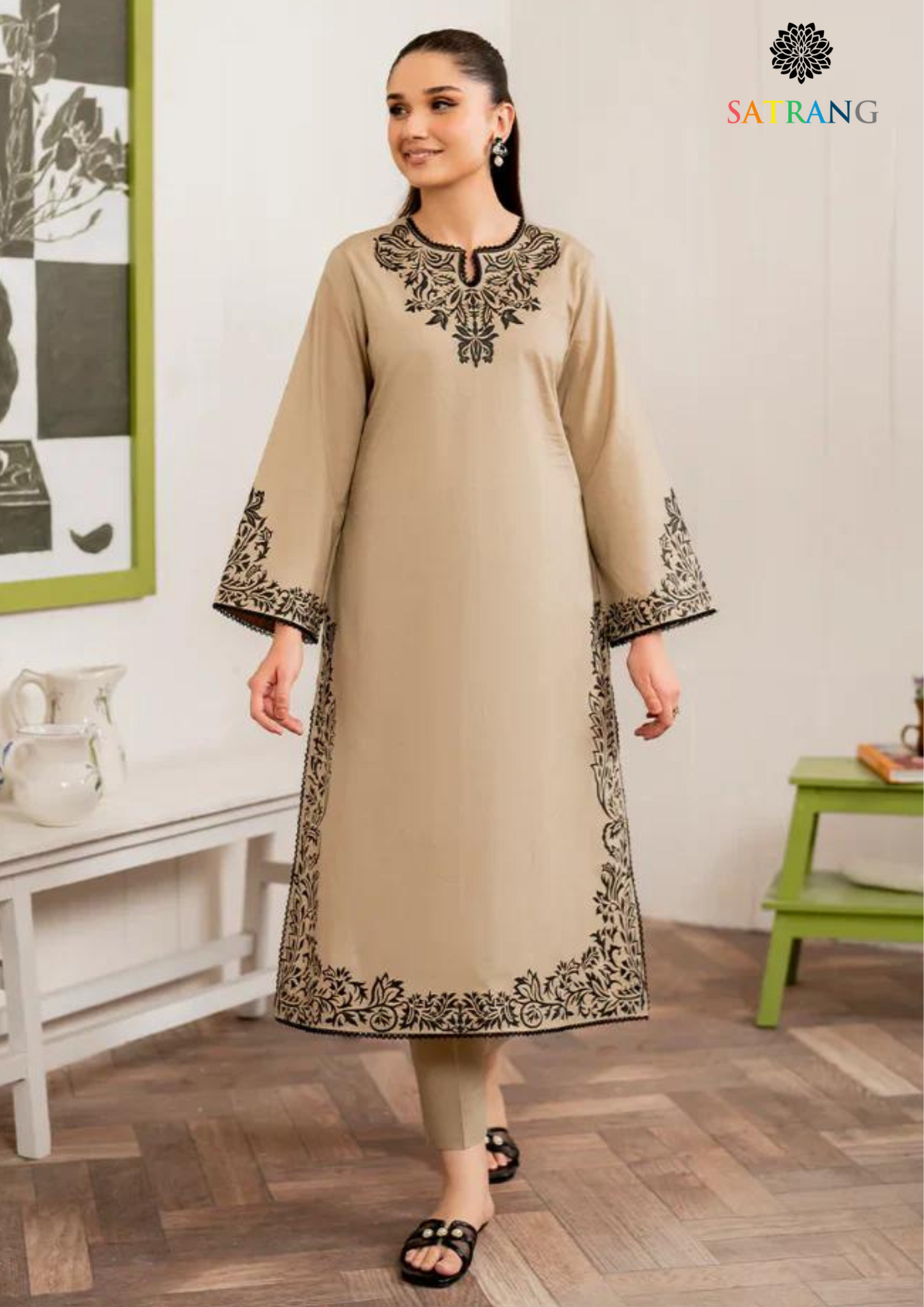 Summer Unstitched 3PCs Embroidered Lawn Dress With Diamond Monar Dupatta SR-269