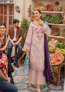 Summer Unstitched 3PC Lawn Embroidered Shirt With Silk Dupatta SR-137