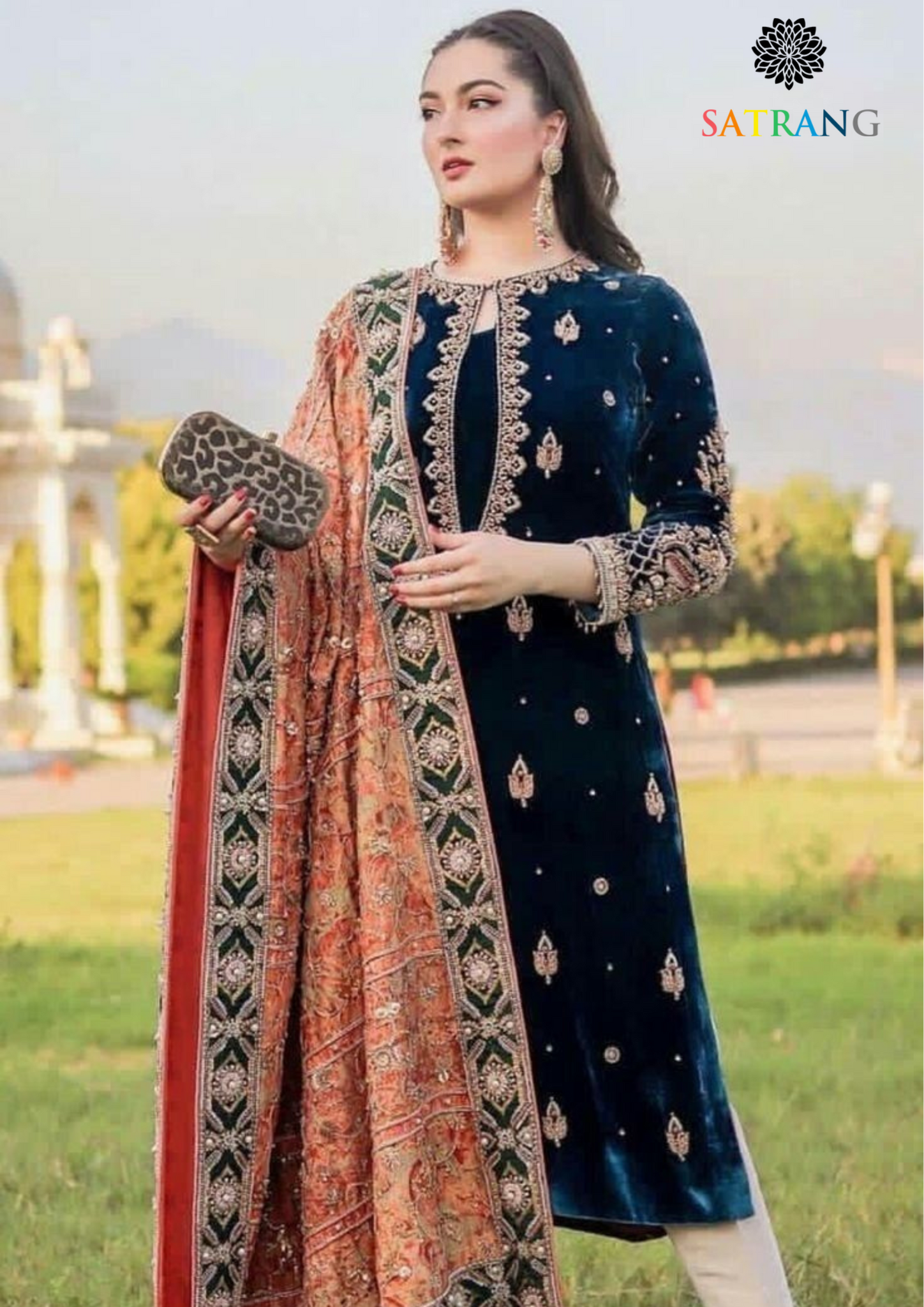 Winter Unstitched Velvet 3PCs Embroidered Dress With Dhanak Shawl SR-570