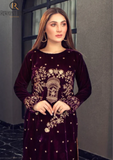 Winter Unstitched 3PCs Velvet Heavy Embroidered Shirt With Heavy Embroidered Shawl SR-956