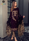 Winter Unstitched 3PCs Velvet Heavy Embroidered Shirt With Heavy Embroidered Shawl SR-956