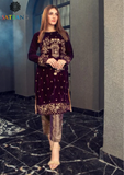 Winter Unstitched 3PCs Velvet Heavy Embroidered Shirt With Heavy Embroidered Shawl SR-956