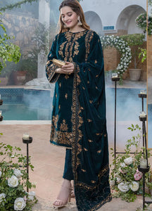 Winter Unstitched 3PCs Embroidered Velvet With Velvet Embroidered Shawl RL-1050